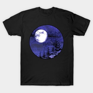 Nigth sky and moon in forest T-Shirt